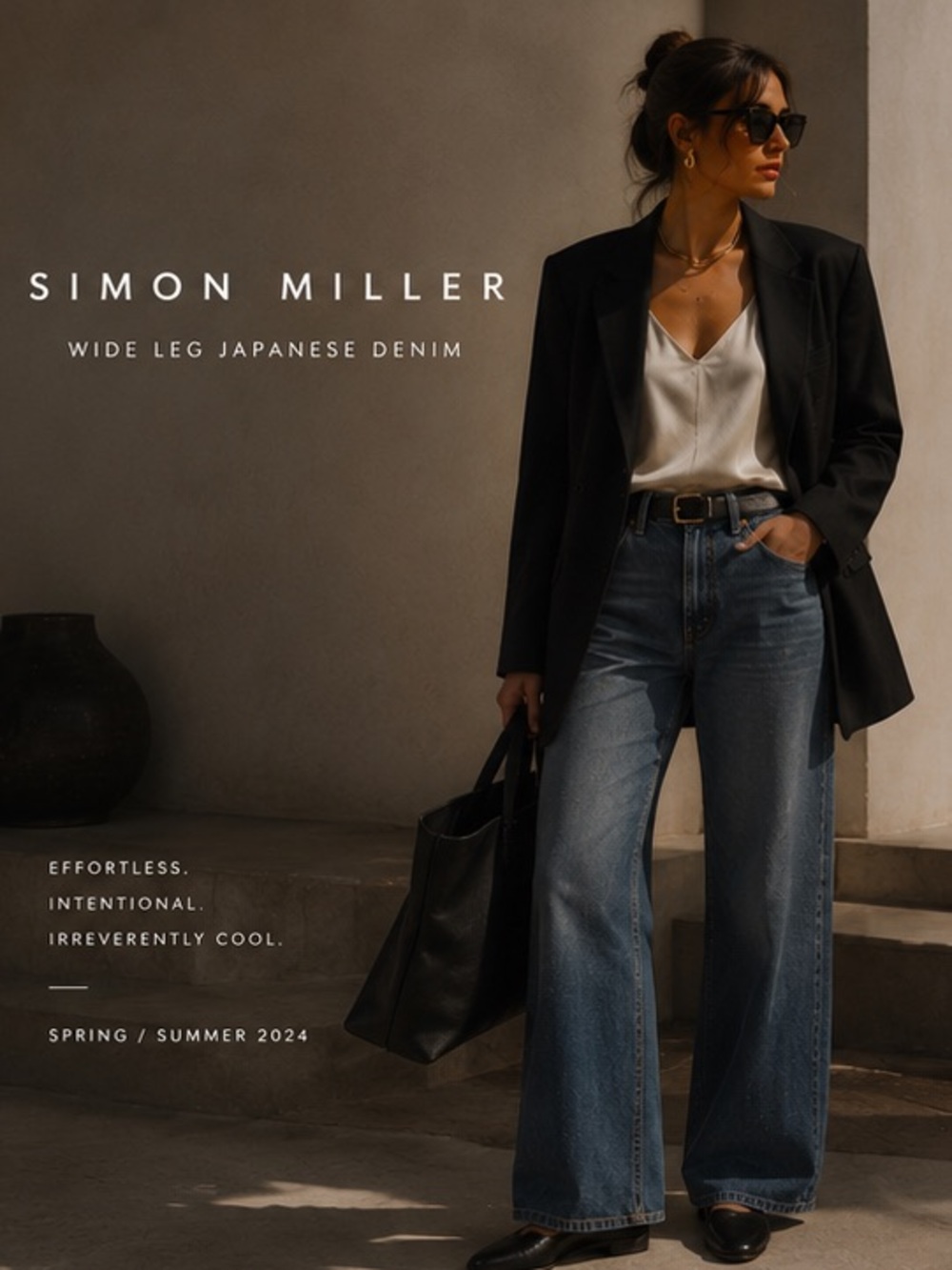 SIMON MILLER Wide Leg Japanese Denim Jeans | sz 29 | Paint Splatter | Distressed
